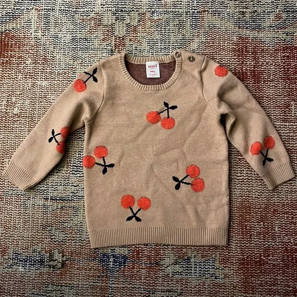 NWOT SEED HERITAGE Cherries Sweater Size 6-12 months - Picture 2 of 6